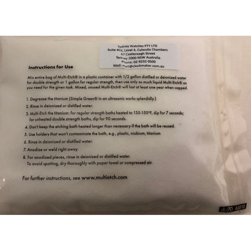 Multi Etch for Etching Titanium & other Metals